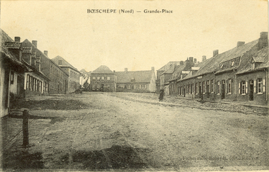 Postcard - black and white, Grande-Place, Boeschepe, c1914