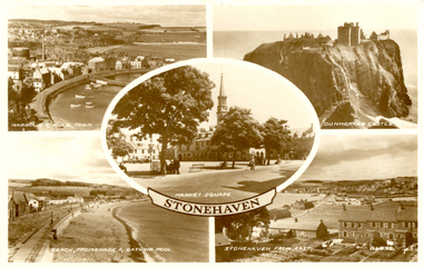 Postcard - black and white, Stonehaven, Scotland