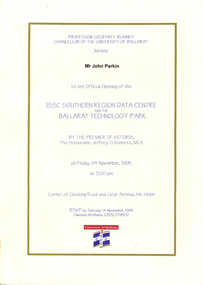 Invitation, Invitation to the Official Opening of the Ballarat Technology Park, 1995, 1995