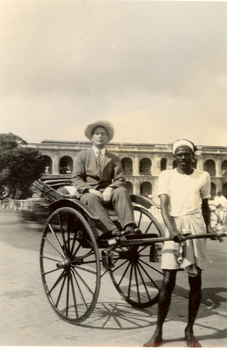 Frank Wright in a Rickshaw