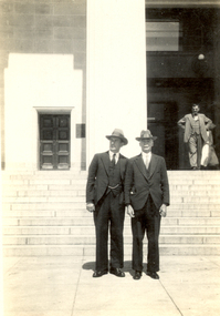 Photograph - black and white, Frank Wright and Mr Buckley in Auckland, New Zealand, Feb 1933
