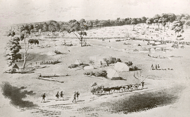 Photograph - Photograph - black and white, William Strutt, View of Golden Point, Ballarat, Taken from West