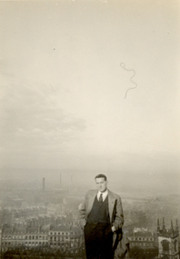 Photograph - black and white, Frank Wright on Calton Hill, Edinburgh, 1933