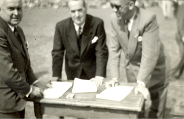 Photograph, Black and White, Frank Wright adjudicating a brass band competition