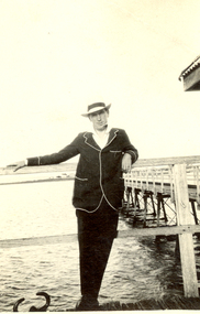 Photograph - Black and White, H. Perkins, Frank Wright on Cleveland Pier, Queensland, 1923