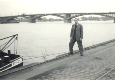 Photograph - Black and White, Frank Wright beside a river