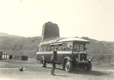 Photograph - Black and White, Frank Wright, St Hilda's Band bus at Llanelly, Wales, 29/5/1934
