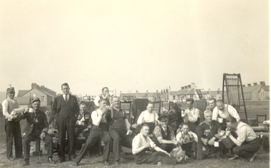 Photograph - Black and White, St Hilda's Band having tea at Neath, Wales, 1934, 4/6/1934