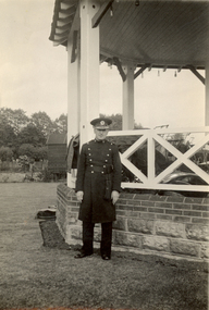 Photograph - Photograph - Black and White, Frank Wright standing in front of a bandstand at Staines, Middlesex, 22/5/1934