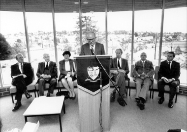 Photograph - Photograph - Black and White, Premier Joan Kirner visits the Ballarat School of Mines, 1991, 08/1991