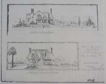 Plan - Plan (copy), 'Design for Brick Residence Cnr Sturt and Russell St for K. Price Esq.' by Herbert C. Coburn, not dated