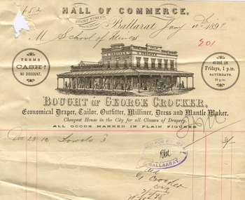 Document - Invoices, Letterhead and Invoices relating to the Ballarat School of Mines, 1898, 23/01/1898