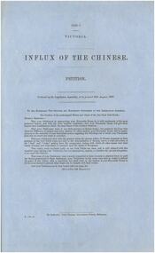Document, Petition - Influx of the Chinese, 1856-7, 1857