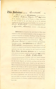 Document, Hector G. Brickhill, Ballarat School of Mine Indenture (Hector G. Brickhill), 1893, 17/04/1893