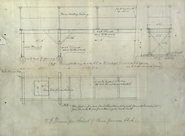 Plan, W. I. Framing for School of Mines Furnace Sheds, 1908, 1908