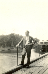Photograph - Black and White, Frank Wright at Echuca Wharf, mid 1900's