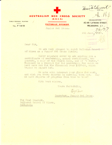 Correspondence, Letter on Australian Red Cross Society Letterhead, 1937, 04/06/1937