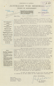 Correspondence, J.L. Treloar, Letter on Australian War Memorial Letterhead, 1937, 12/04/1937