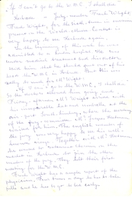 Document, "If I can't go to the W.M.C., I shall die", early 1970s