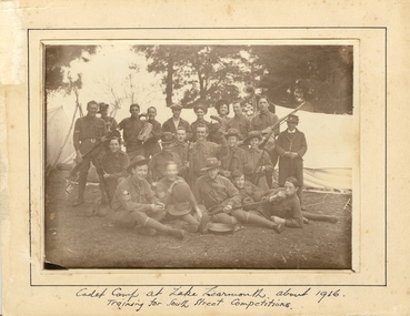 A number of uniformed boys at Lake Learmonth