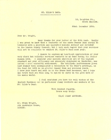 Document, Jimmy Southern, St Hilda's Band Reference for Frank Wright, 1934, 22/12/1934