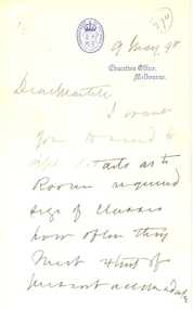 Correspondence, Richard T. Vale, Correspondence between R.T. Vale and Mr Martell of the Ballarat School of Mines, 1898