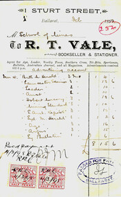 Document, Richard T. Vale, Invoice, 1898