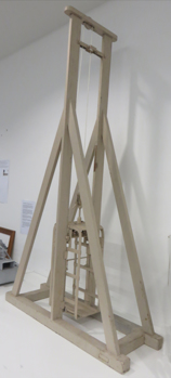 front on view of model of Allan Mine Cage Safety Brake