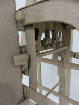 close view of model of Allan Mine Cage Safety Brake