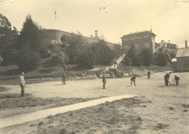 Photograph - Photograph - Black and White, Ballarat Junior Technical School Students Playing Cricket on the Battery Paddock at the Ballarat School of Mines, c1935, 1934