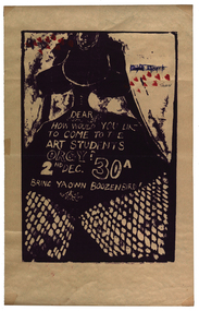 Poster, Ballarat School of Mines Art Students Orgy, 1960s
