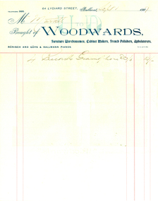 Document, Invoice from Woodwards to the Ballarat School of Mines, 1907, 01/09/1907