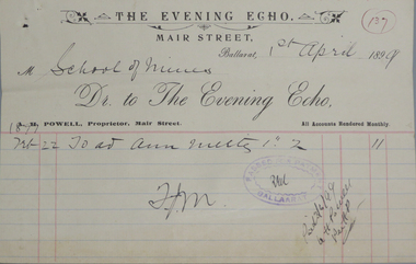 Invoices glued into a scrapbook