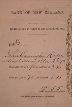 Judge John Warrington Rogers and Rivet Henry Bland Divident Receipt