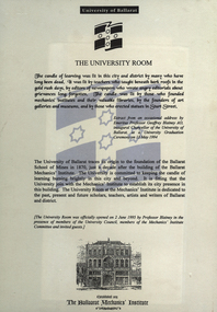 Poster, University of Ballarat 'University Room' at the Ballarat Mechanics' Institute, c1995, c1995