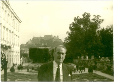 Photograph - Black and White, Frank Wright, Frank Write at Salzberg, Mirabell, 1963, Sept 1963