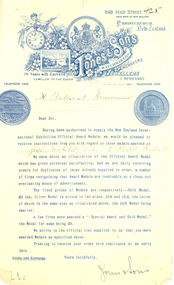 Correspondence, Jones and Sons Letterhead, and letter relating to the New Zealand International Exhibition, c1907, c1907