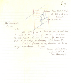 Correspondence, Letter from Suresh Chand, Honorary Secretary of the Ballarat Asian Students' Association, 1961