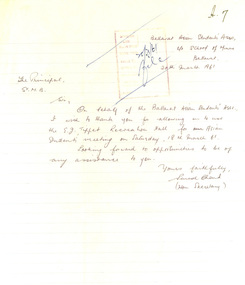 Correspondence, Letter from Suresh Chand, Honorary Secretary of the Ballarat Asian Students' Association, 1961, 1961