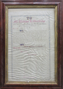 Document, Presentation to William Wooldridge, 1862, 10/01/1862