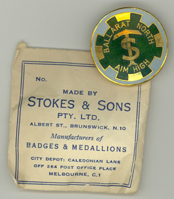 Numismatics, Stokes & Sons Pty Ltd, Ballarat North Technical School Badge, 1984, c1984