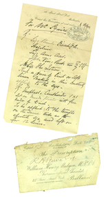 Document, Prescription from W.H. Malyon for Richard Squire, 1899, 28/02/1899