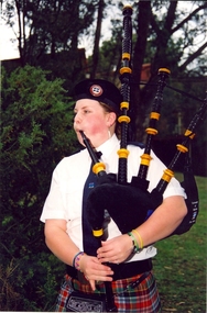 Photograph - Photograph - Colour, Member of the University of Ballarat Pipe Band, c1998