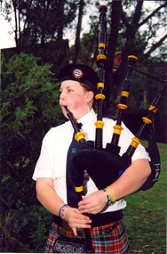 Photograph - Photograph - Colour, Member of the University of Ballarat Pipe Band, c1998, c1998