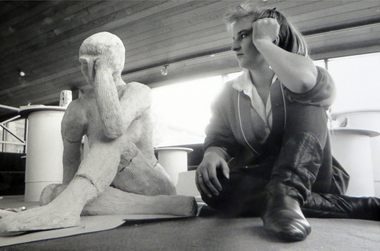Photograph - Black and White, Ballarat School of Mines Sculpture Student, c1992
