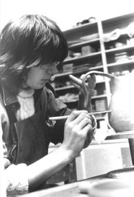 Photograph - black and white, Ballarat School of Mines Ceramics Student, c1970