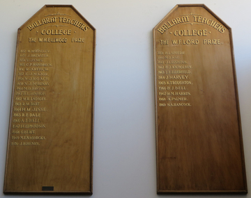 Memorabilia - Honour Boards, Ballarat Teachers' College Honour Boards, Photo taken 27/01/2017