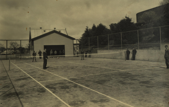 students on a tennis court