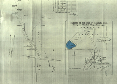 Plan, A.M. Howitt, Nuggets at the Head of Ironbark Gully, Tarnagulla, c1907