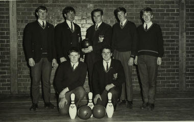 Photograph - black and white, Ballarat Junior Technical School Tenpin Bowling Team